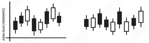 Hand drawn line art candlestick charts set featuring stock market data representation for financial analysis and trading