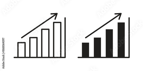 Sales growth icons. Line Art Style Design Isolated On White