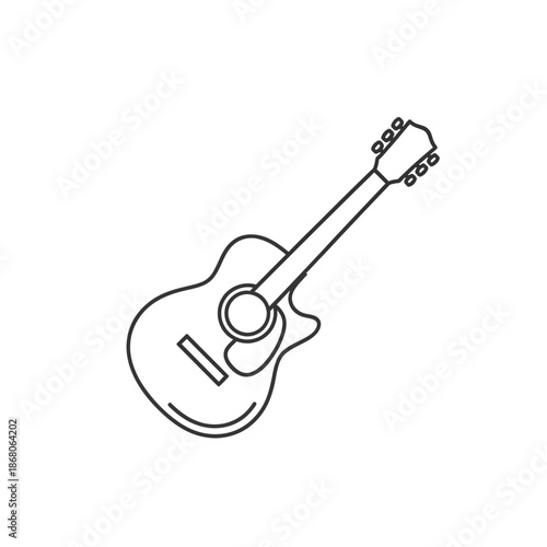 Acoustic Guitar Outline Icon - Simple Vector Illustration
