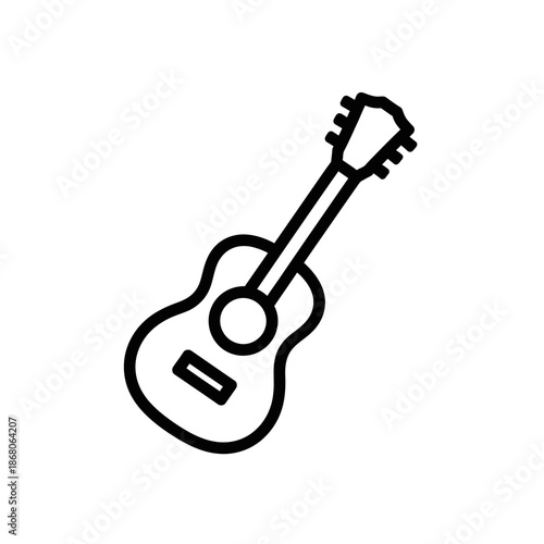 Acoustic Guitar Outline Icon - Simple Vector Illustration