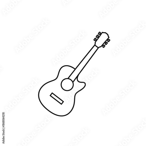 Acoustic Guitar Outline Icon Isolated on White Background