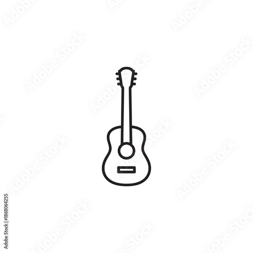 Acoustic guitar outline icon on white background, simple music symbol, vector illustration