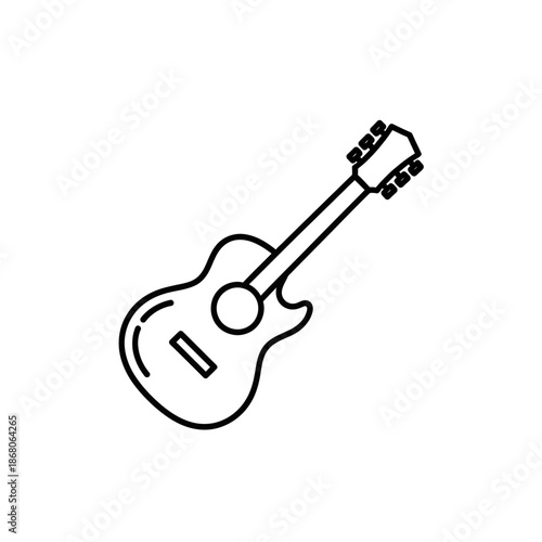 Acoustic Guitar Outline Icon: Simple Vector Illustration of Musical Instrument