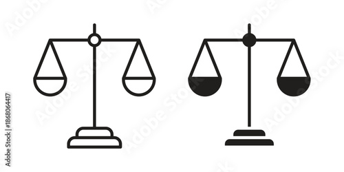 Scales icons. Line Art Style Design Isolated On White