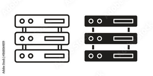 Server icons. Line Art Style Design Isolated On White