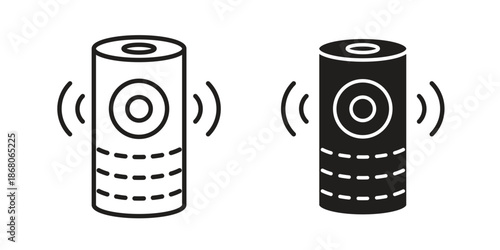 Smart speaker icons. Line Art Style Design Isolated On White