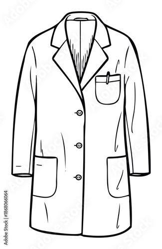 Professional lab coat outline for medical and scientific uniform concepts, perfect for healthcare education and research related visual content.