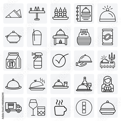 Food And Beverage Service Elements – Bar Setup, Soup Tureens, And Bread Baskets For Restaurant And Hospitality Branding.