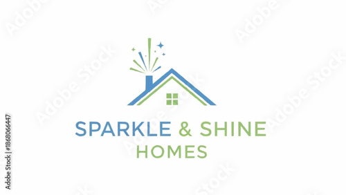 Sparkle and Shine Homes Logo with House and Sparkles.