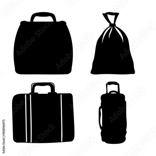 Travel and storage bags collection vector outlines graphic set Vector