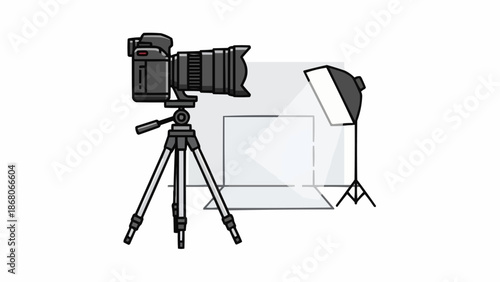 Professional Photography Studio Setup with Camera and Lighting Equipment.