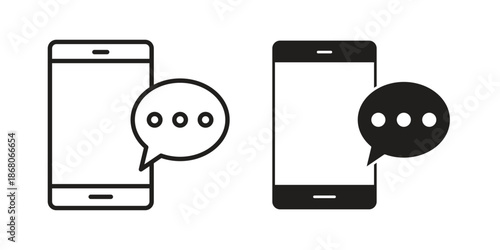 Text message icons. Line Art Style Design Isolated On White