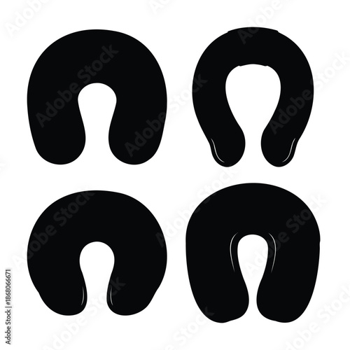 Travel neck pillow comfort support black silhouette collection Vector