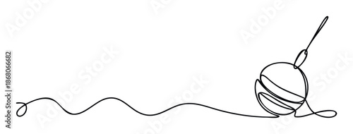 Simple continuous line drawing of a hanging Christmas ornament creating a festive decorative element for holiday greetings, winter events, or seasonal marketing materials