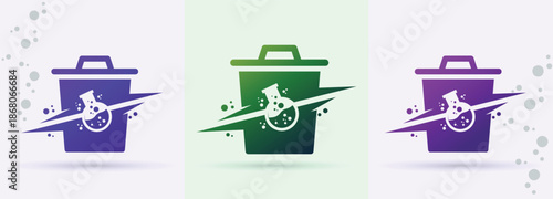    Beaker Trash Bin Science Cleanup Logo For Recycle Brand Identity Modern Minimal Creative Design
