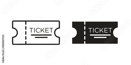 Ticket stub icons. Line Art Style Design Isolated On White