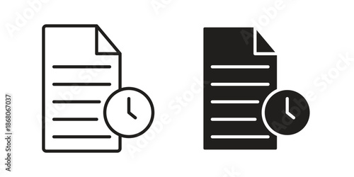 Timesheet icons. Line Art Style Design Isolated On White