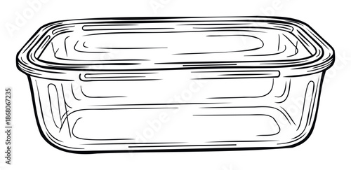 Empty rectangular food storage container with a secure lid ideal for meal preparation and organized kitchen storage solutions in various consumer goods advertisements