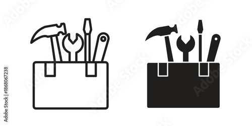 Toolbox icons. Line Art Style Design Isolated On White
