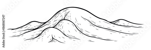 Abstract mountain peaks drawing in bold black lines creating a dynamic nature vista useful for modern web backgrounds, printed materials, and various digital media applications.