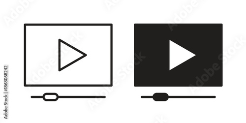 Video tutorial icons. Line Art Style Design Isolated On White