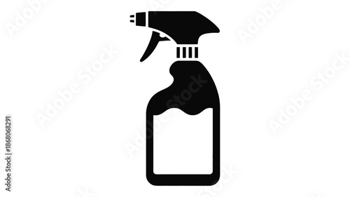 Spray Bottle Cleaning Icon Black and White Minimalist Disinfectant Cleaner Symbol
