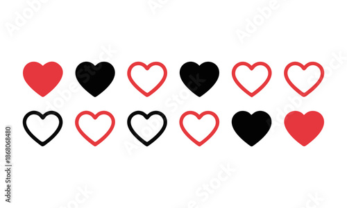 Heart icon set with minimal and outline variations 
 vector style illustration, easily editable. 