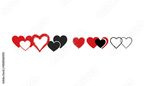 simple heart symbols arranged in organized icon grid
 vector style illustration, easily editable. 