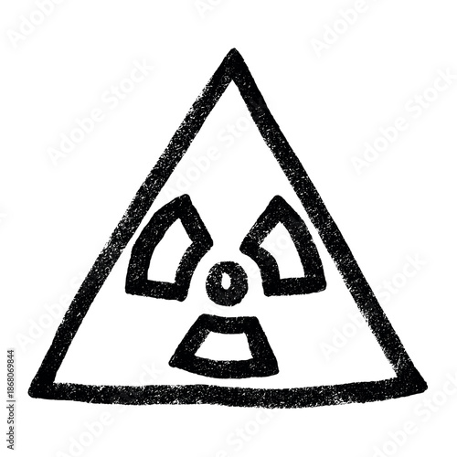Hand drawn radiation sign Nuclear radiation hazard symbol Radioactive danger warning sign clipart in doodle style Nuclear safety Radioactive waste Single element for print, web, design, decor