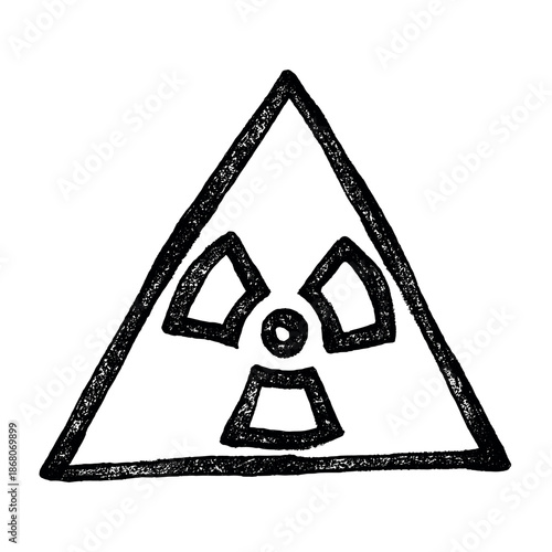 Hand drawn radiation sign Nuclear radiation hazard symbol Radioactive danger warning sign clipart in doodle style Nuclear safety Radioactive waste Single element for print, web, design, decor