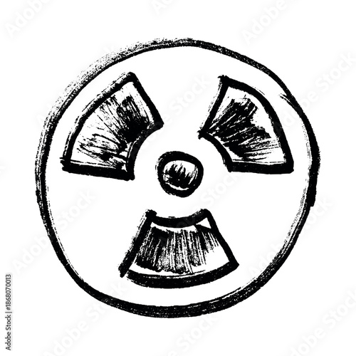 Hand drawn radiation sign Nuclear radiation hazard symbol Radioactive danger warning sign clipart in doodle style Nuclear safety Radioactive waste Single element for print, web, design, decor