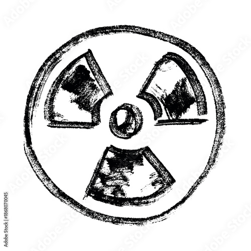 Hand drawn radiation sign Nuclear radiation hazard symbol Radioactive danger warning sign clipart in doodle style Nuclear safety Radioactive waste Single element for print, web, design, decor