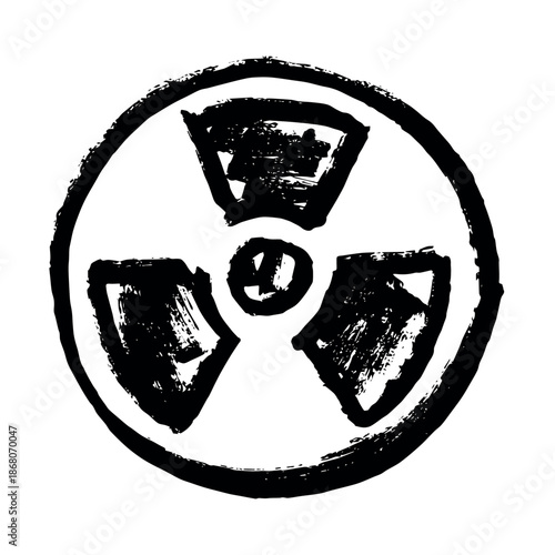 Hand drawn radiation sign Nuclear radiation hazard symbol Radioactive danger warning sign clipart in doodle style Nuclear safety Radioactive waste Single element for print, web, design, decor