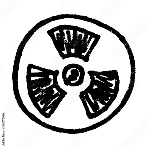 Hand drawn radiation sign Nuclear radiation hazard symbol Radioactive danger warning sign clipart in doodle style Nuclear safety Radioactive waste Single element for print, web, design, decor