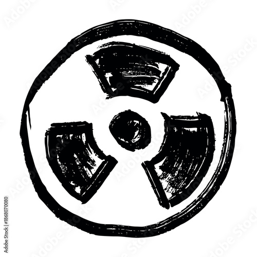 Hand drawn radiation sign Nuclear radiation hazard symbol Radioactive danger warning sign clipart in doodle style Nuclear safety Radioactive waste Single element for print, web, design, decor
