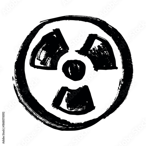 Hand drawn radiation sign Nuclear radiation hazard symbol Radioactive danger warning sign clipart in doodle style Nuclear safety Radioactive waste Single element for print, web, design, decor
