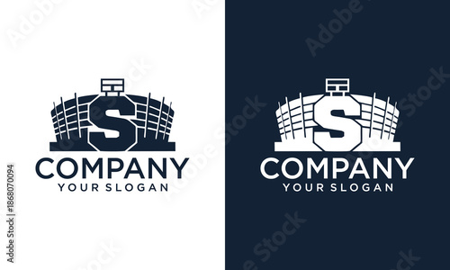 Creative Stadium logo template. Stadium shaped letter S logo vector