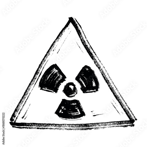Hand drawn radiation sign Nuclear radiation hazard symbol Radioactive danger warning sign clipart in doodle style Nuclear safety Radioactive waste Single element for print, web, design, decor