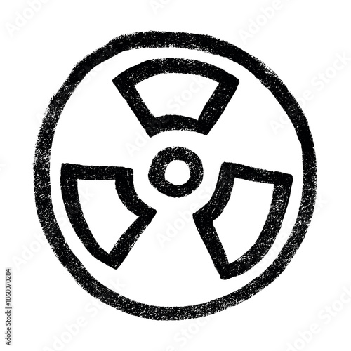 Hand drawn radiation sign Nuclear radiation hazard symbol Radioactive danger warning sign clipart in doodle style Nuclear safety Radioactive waste Single element for print, web, design, decor