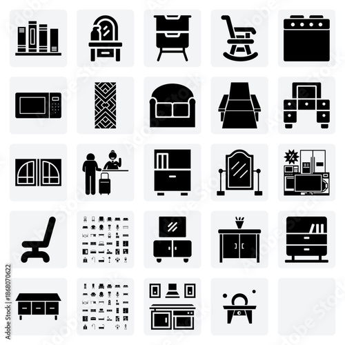 Kitchen Appliances And Furniture – Stove, Microwave, And Storage Cabinets For Culinary And Home Design Projects