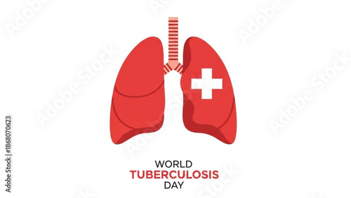 World tuberculosis day awareness graphic with lungs and medical cross symbol with Tuberculosis awareness and Lungs illustration and Health campaign