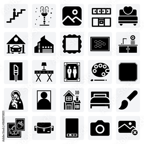 Home Layout And Room Illustration – Bedroom, Kitchen, Garage, And Decorative Elements For Real Estate Media