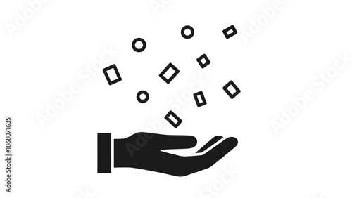 Open Hand Releasing Confetti, Celebration Icon