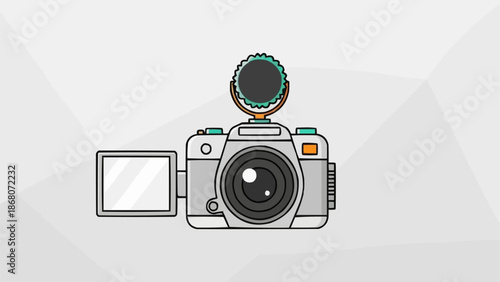 Digital Video Camera with Flip Out Screen and Microphone.