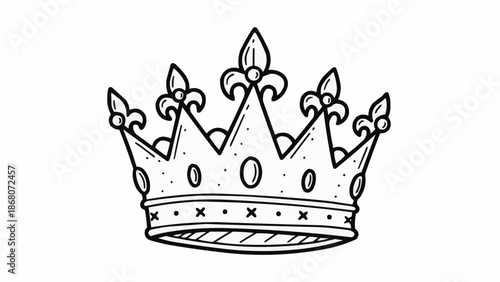 Hand drawn illustration of a royal crown with jewels.