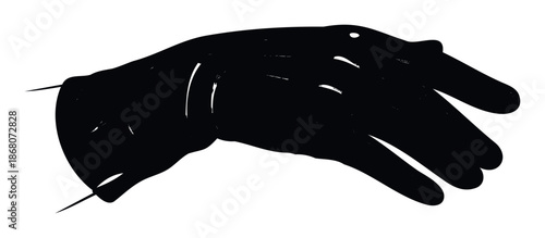 Abstract black silhouette resembling a human hand making a gesture, ideal for modern graphic branding, impactful visual marketing campaigns, or contemporary print media.