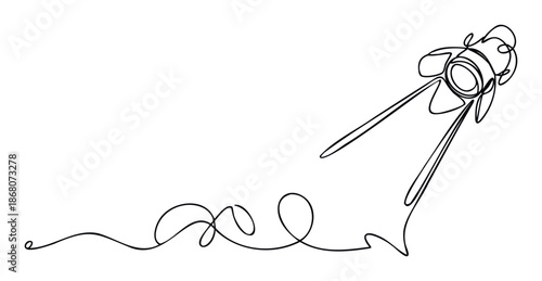 Modern continuous single line drawing of a spotlight capturing the essence of event lighting, perfect for entertainment industry promotions, show announcements, and minimalist graphic