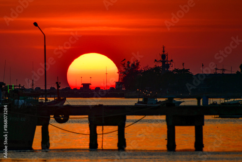 sunset over the river