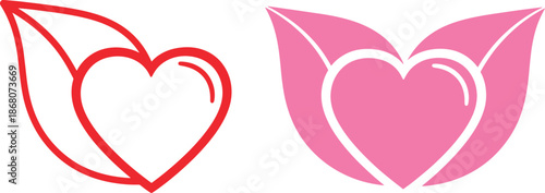 Colorful valentine day vector graphics with hearts and leaves