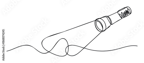 Continuous line drawing of a portable handheld flashlight illuminating the path, representing innovation and readiness, ideal for technology related marketing and educational content.